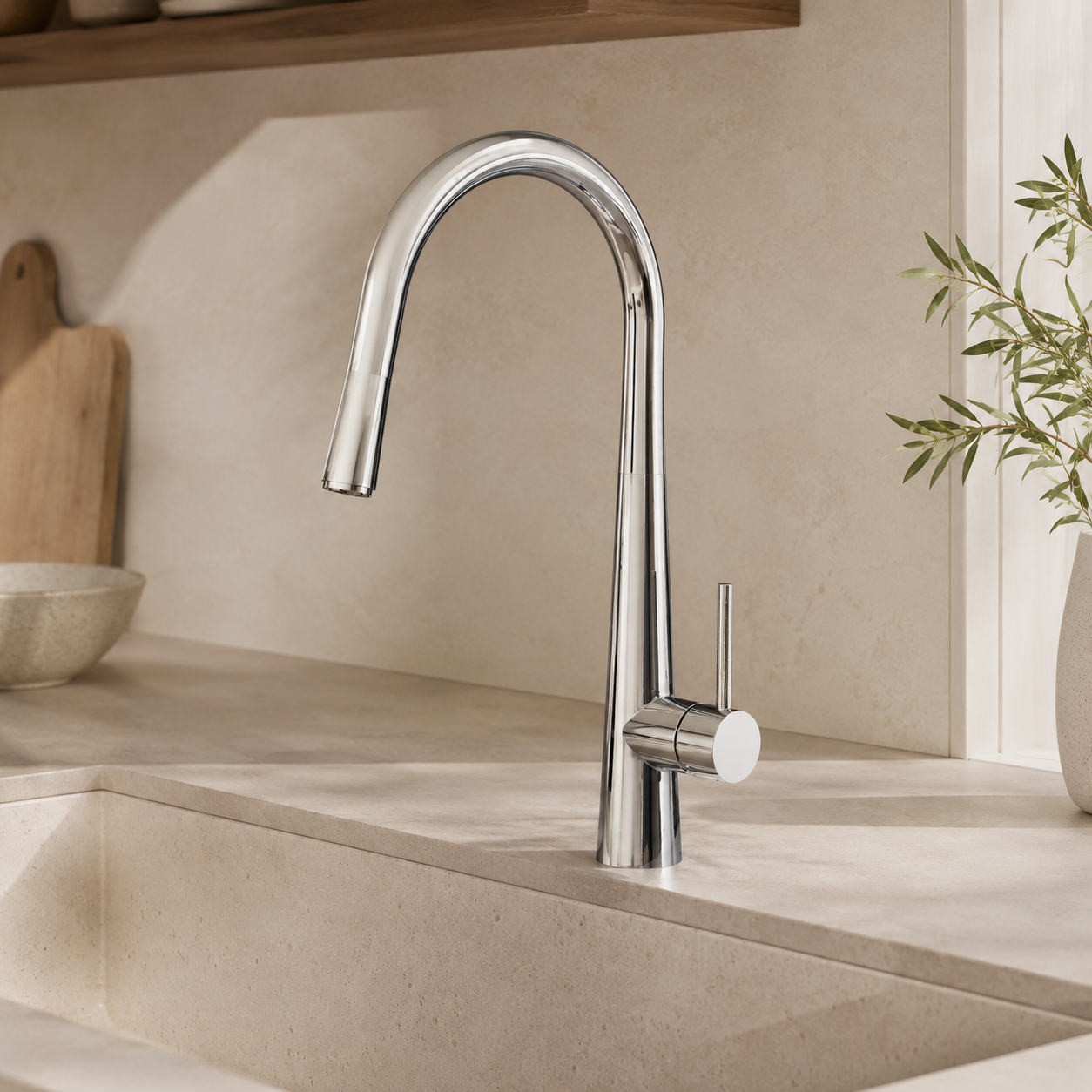 Edge Pull-Out Kitchen  Mixer - Chrome Plated