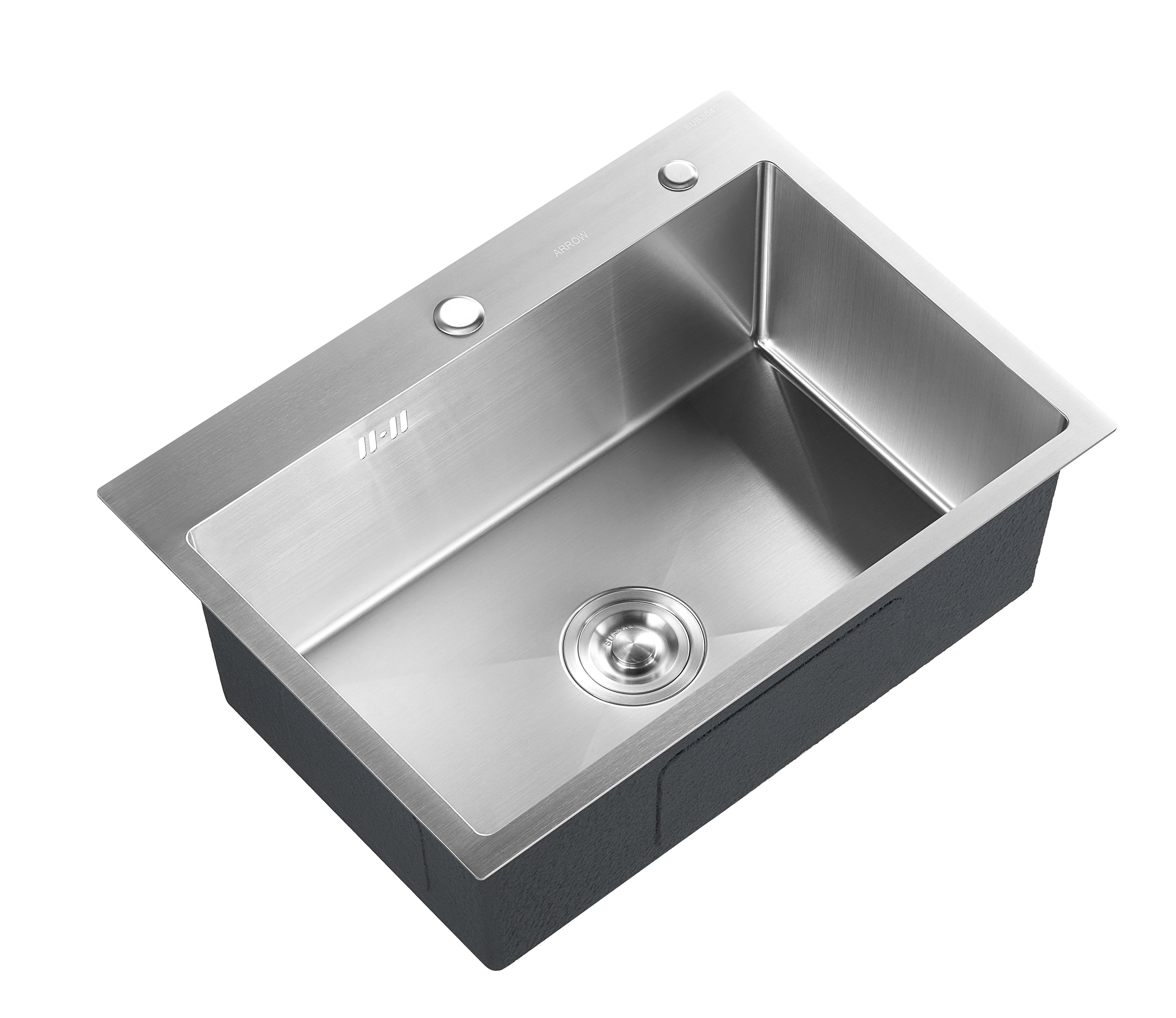 Sonar Hand-Made Single Bowl Kitchen Sink - Brushed Stainless Steel alternate view