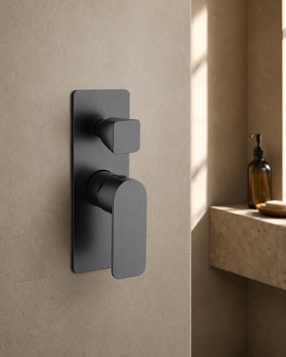 Edge Shower Wall Mixer With Diverter  - Gunmetal Grey