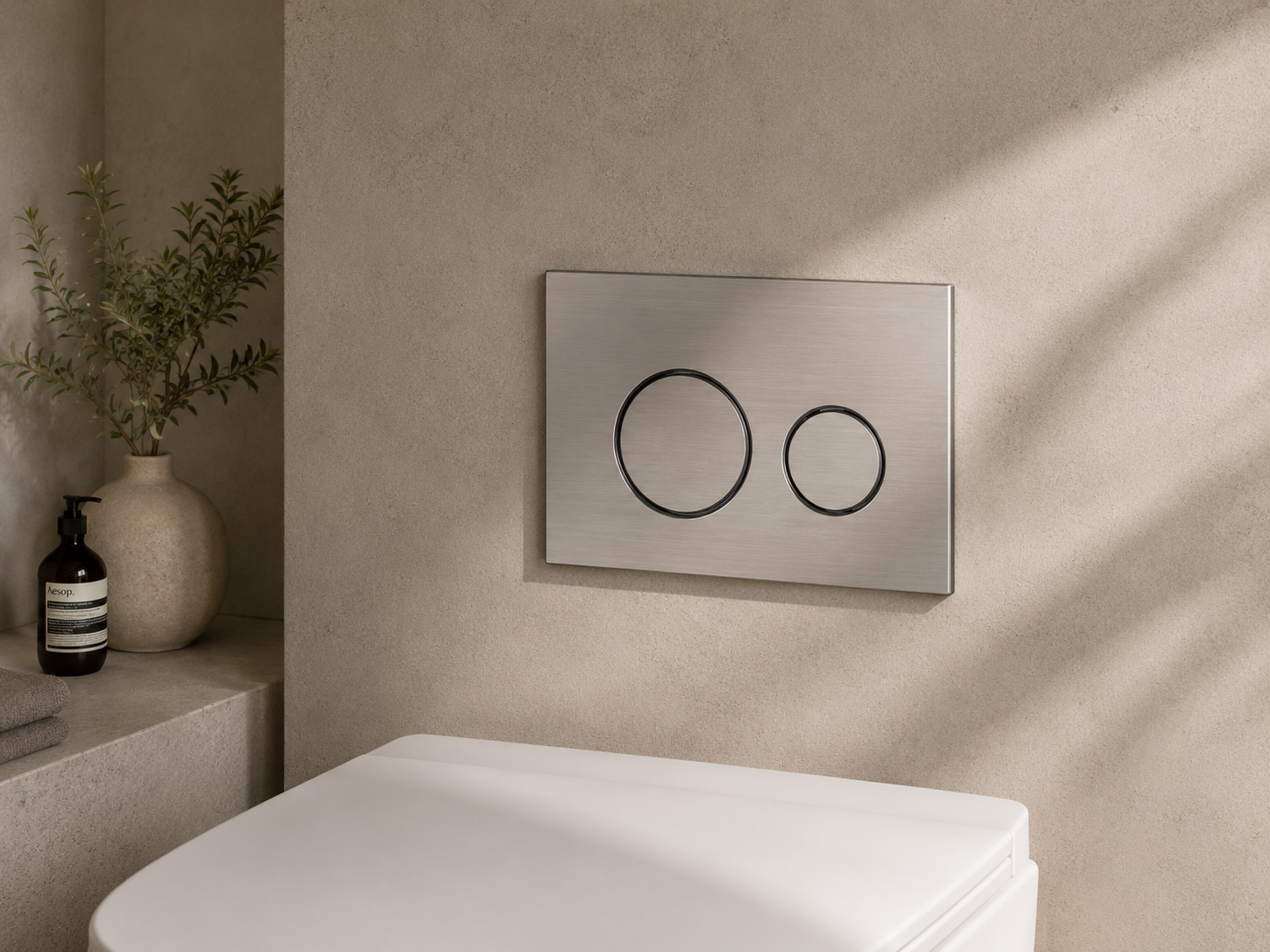Elite Toilet Button Round - Brushed Stainless Steel