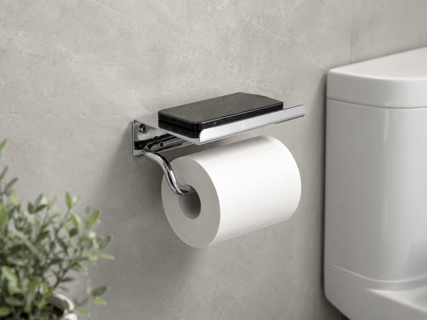 Leader Toilet Roll Holder with Shelf - Stainless Steel Finish
