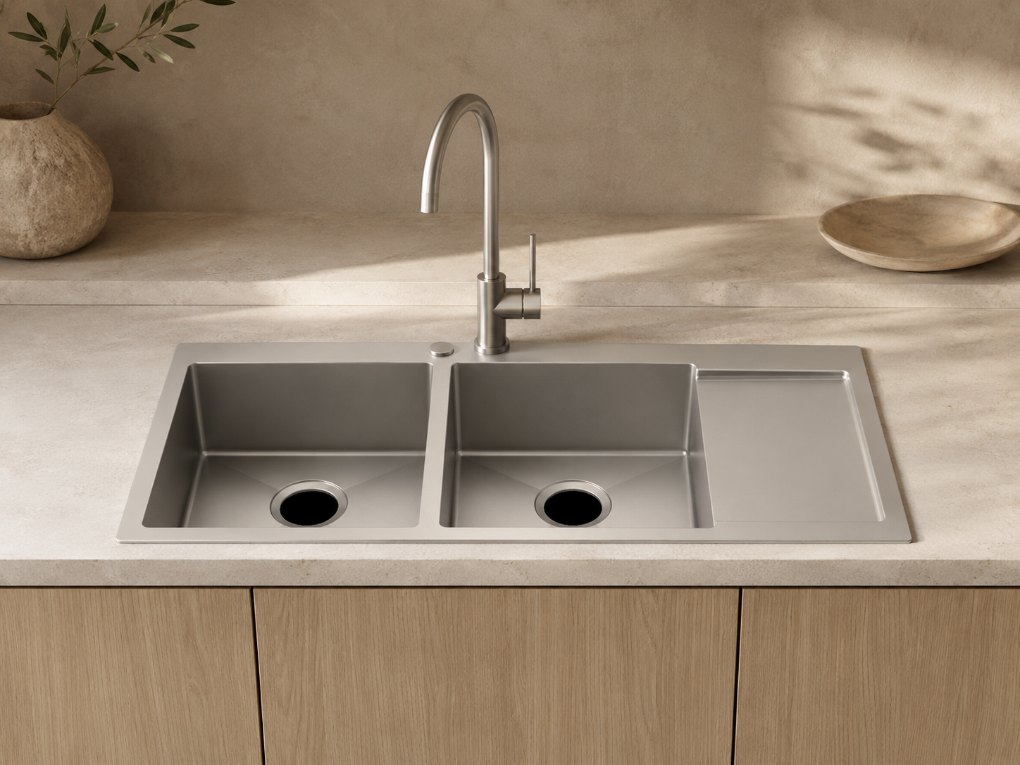 Trvaller Hand-Made Double Kitchen Sink - Grey