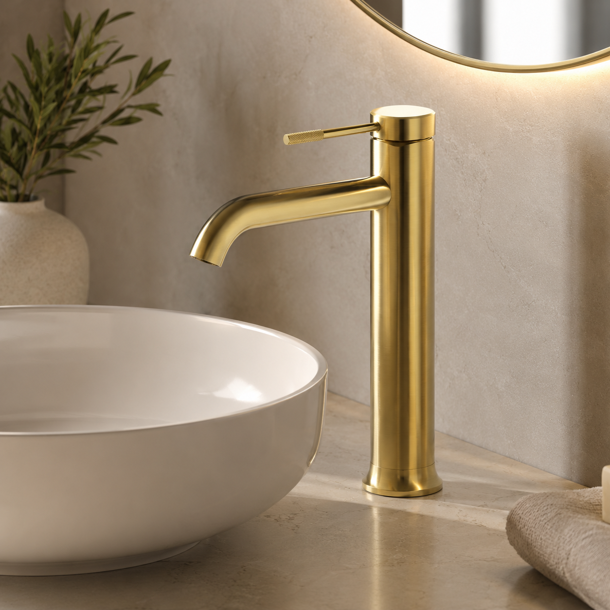 Val Tower Basin Mixer - Brushed Gold