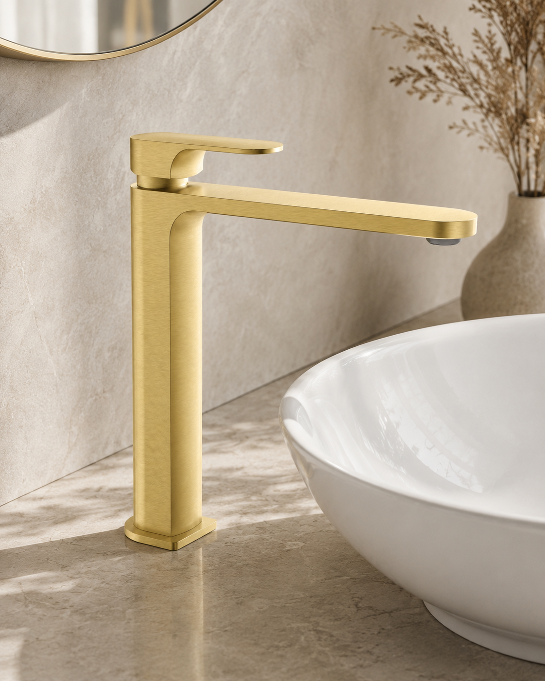Sonar Tower Basin Mixer - Brushed Gold