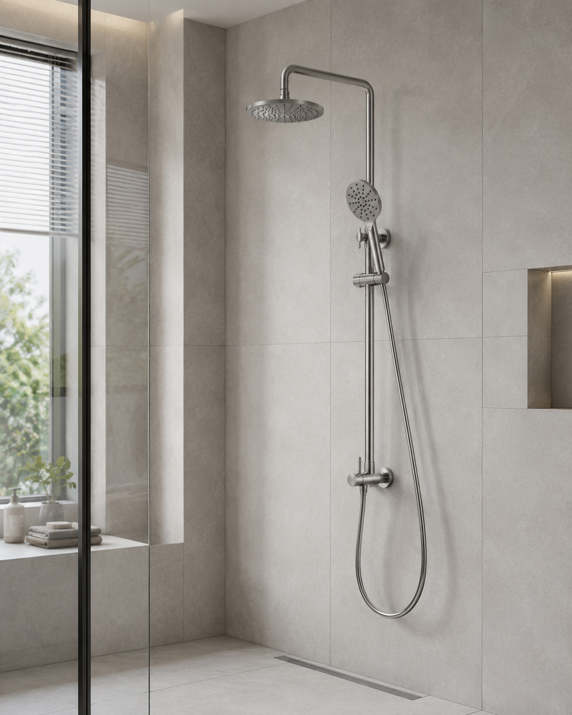 Val Round Rail Shower Set - Gunmetal Grey