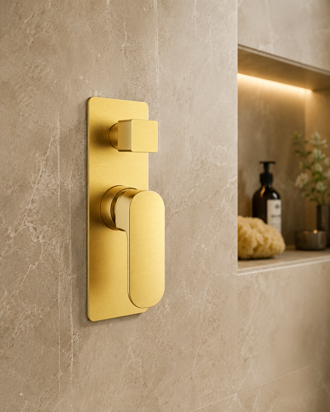 Sonar Shower Wall Mixer With Diverter  - Brushed Gold