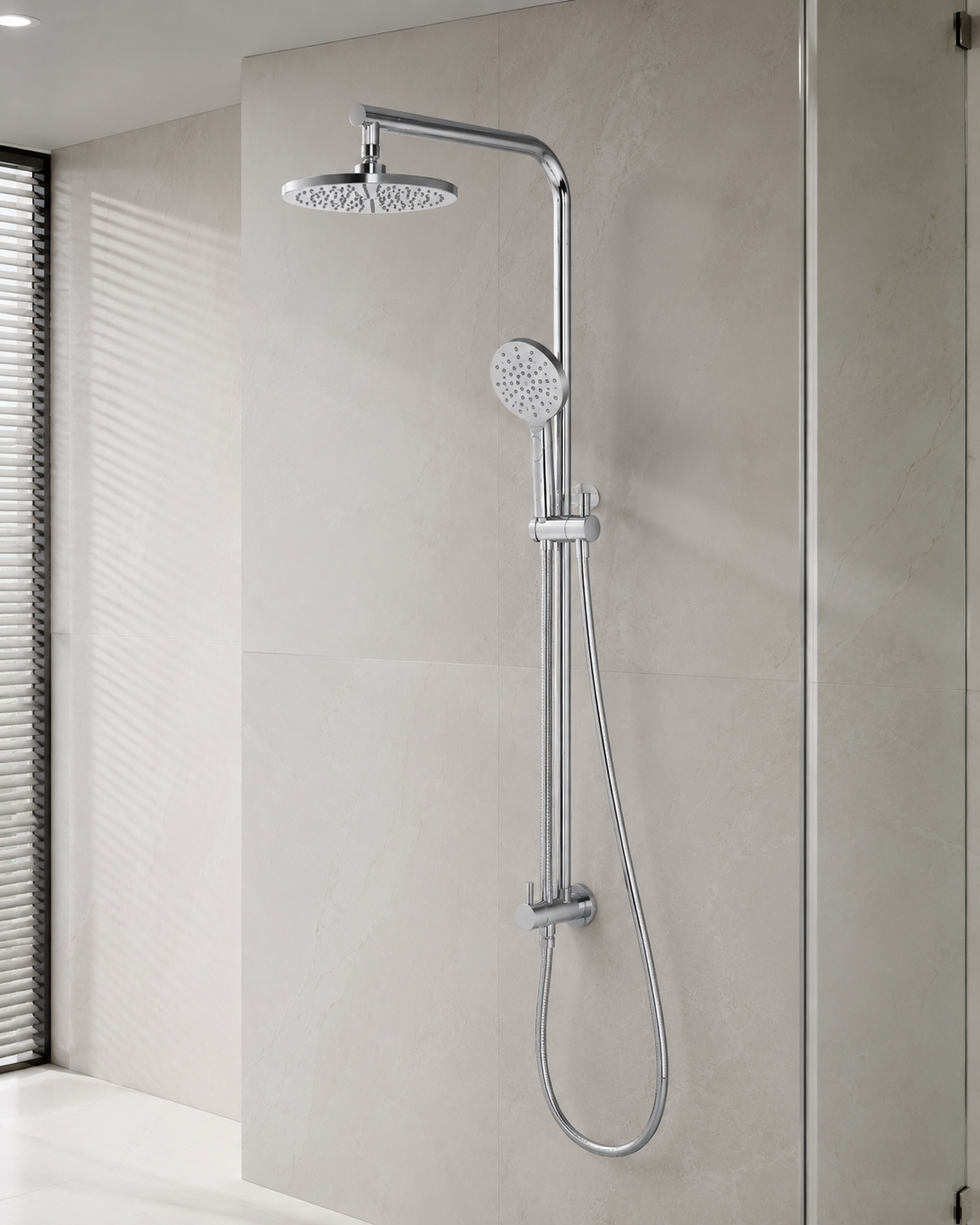 Val Round Rail Shower Set - Chrome Plated