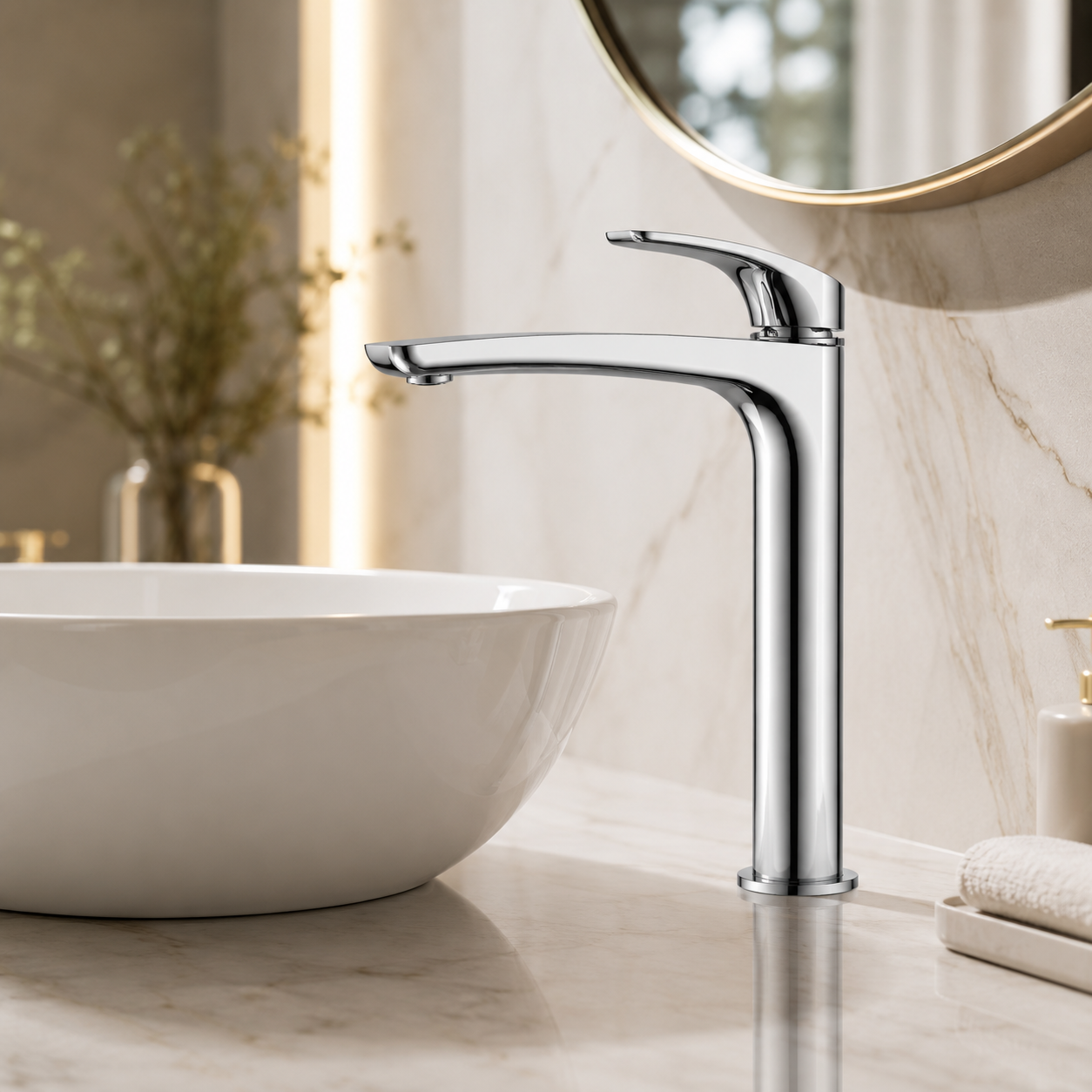 Trvaller Tower Basin Mixer - Chrome Plated