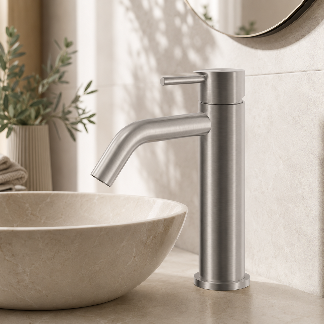 Willow Basin Mixer - Brushed Stainless Steel