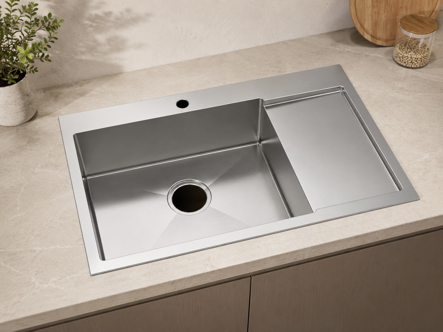 Val Hand-Made Single Bowl Kitchen Sink - Brushed Stainless Steel
