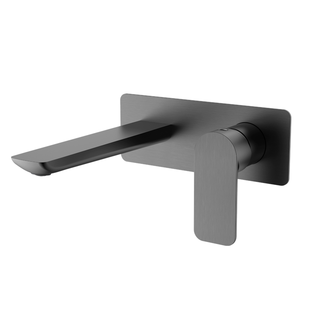 Edge Basin Wall Mixer With Spout - Gunmetal Grey image display sequence frame - 4