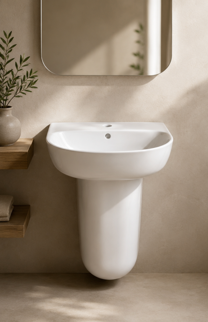 Pamir Wall-hung Basin with Semi-Pedestal