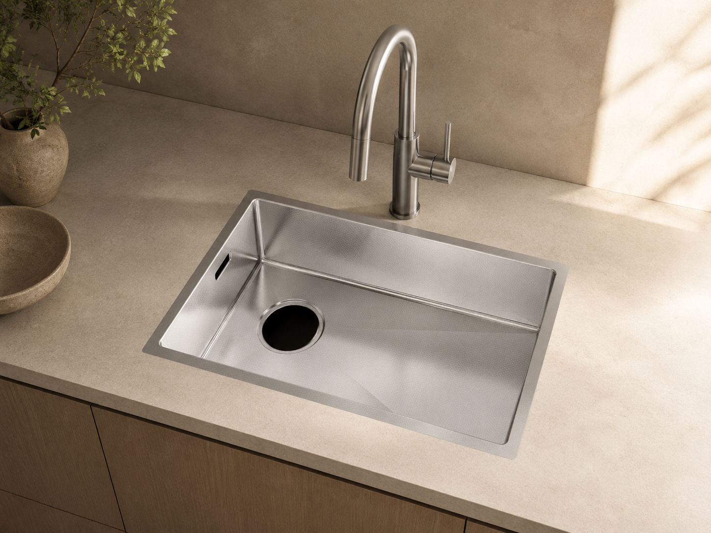 Val Hand-Made Kitchen Sink - Brushed Stainless Steel