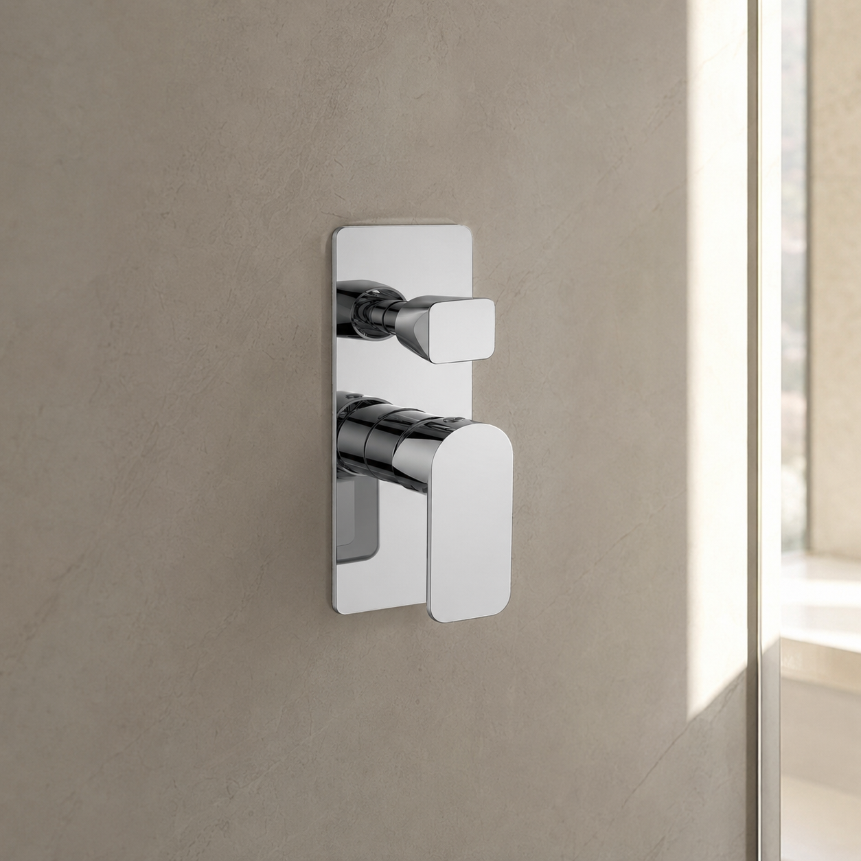 Edge Shower Wall Mixer With Diverter  - Chrome Plated