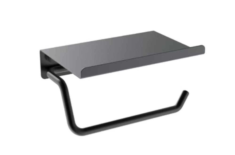 Leader Toilet Roll Holder with Shelf - Matte Black alternate view