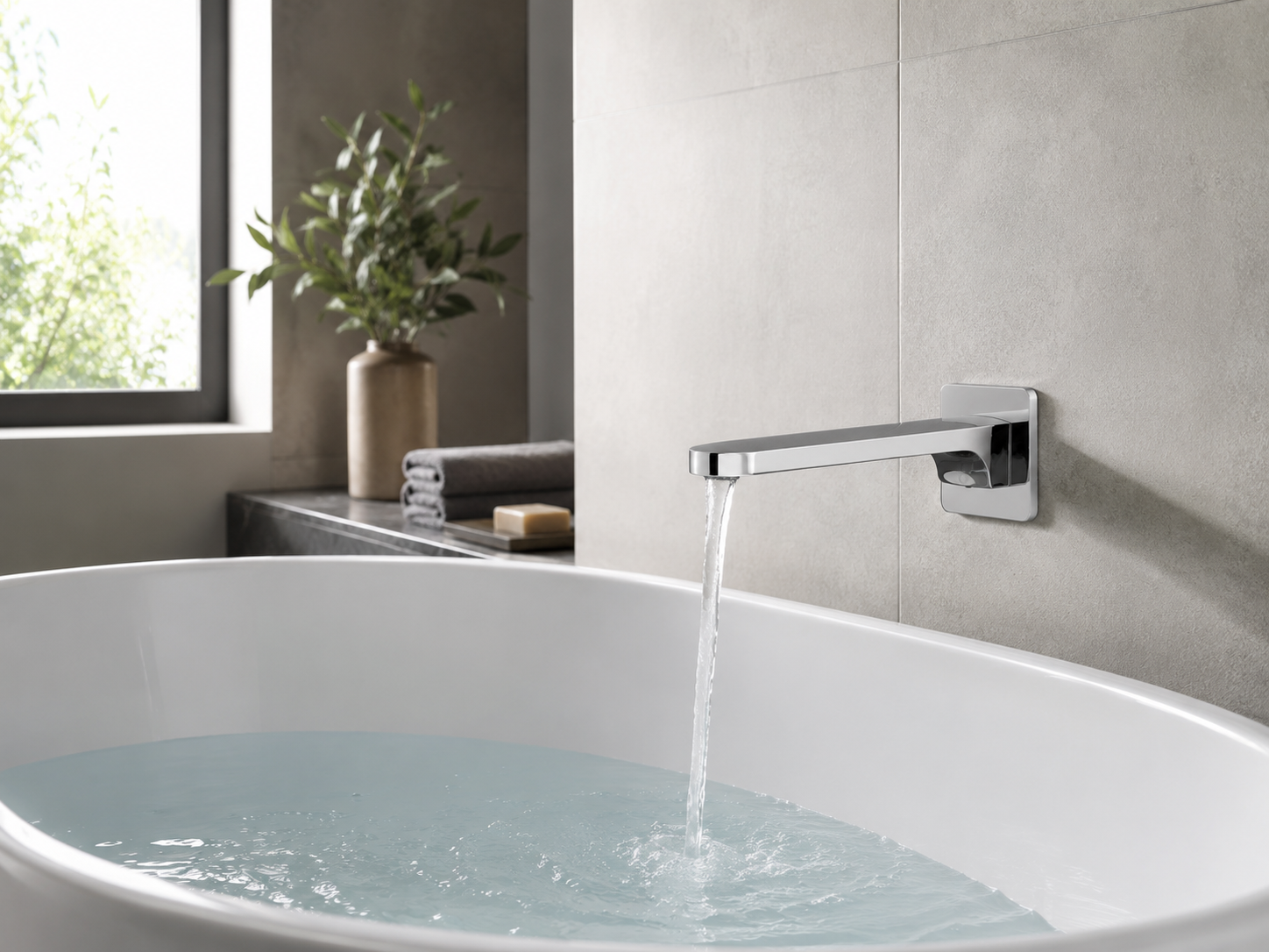 Sonar Wall-Mounted Spout - Gunmetal Grey