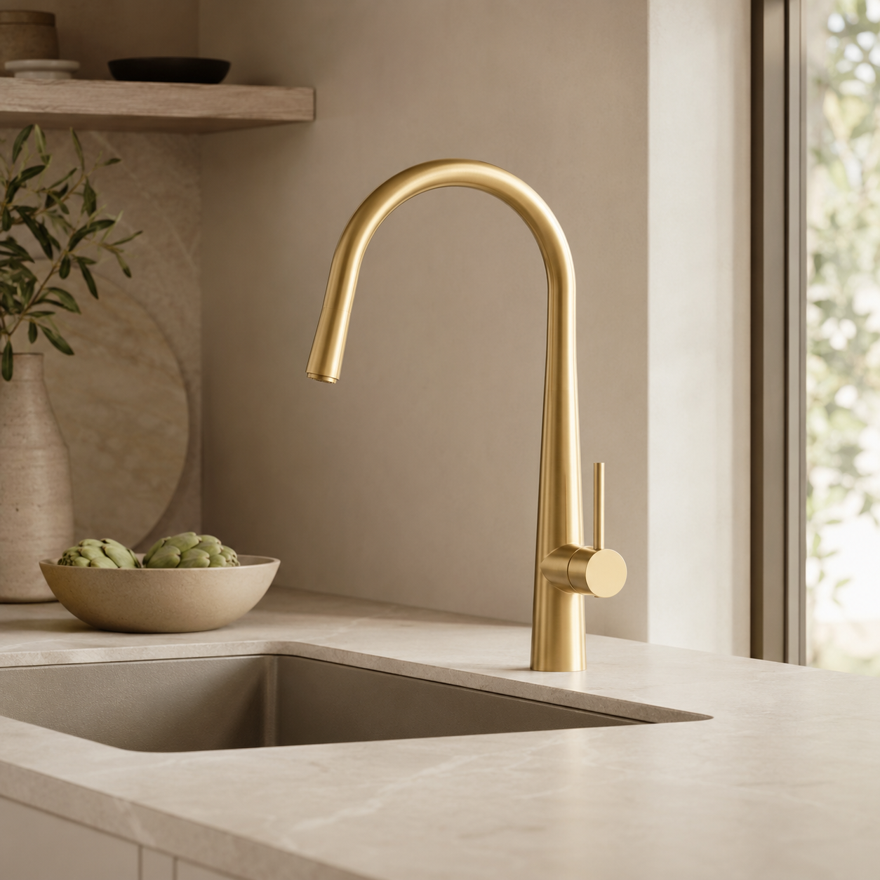 Edge Pull-Out Kitchen  Mixer - Brushed Gold