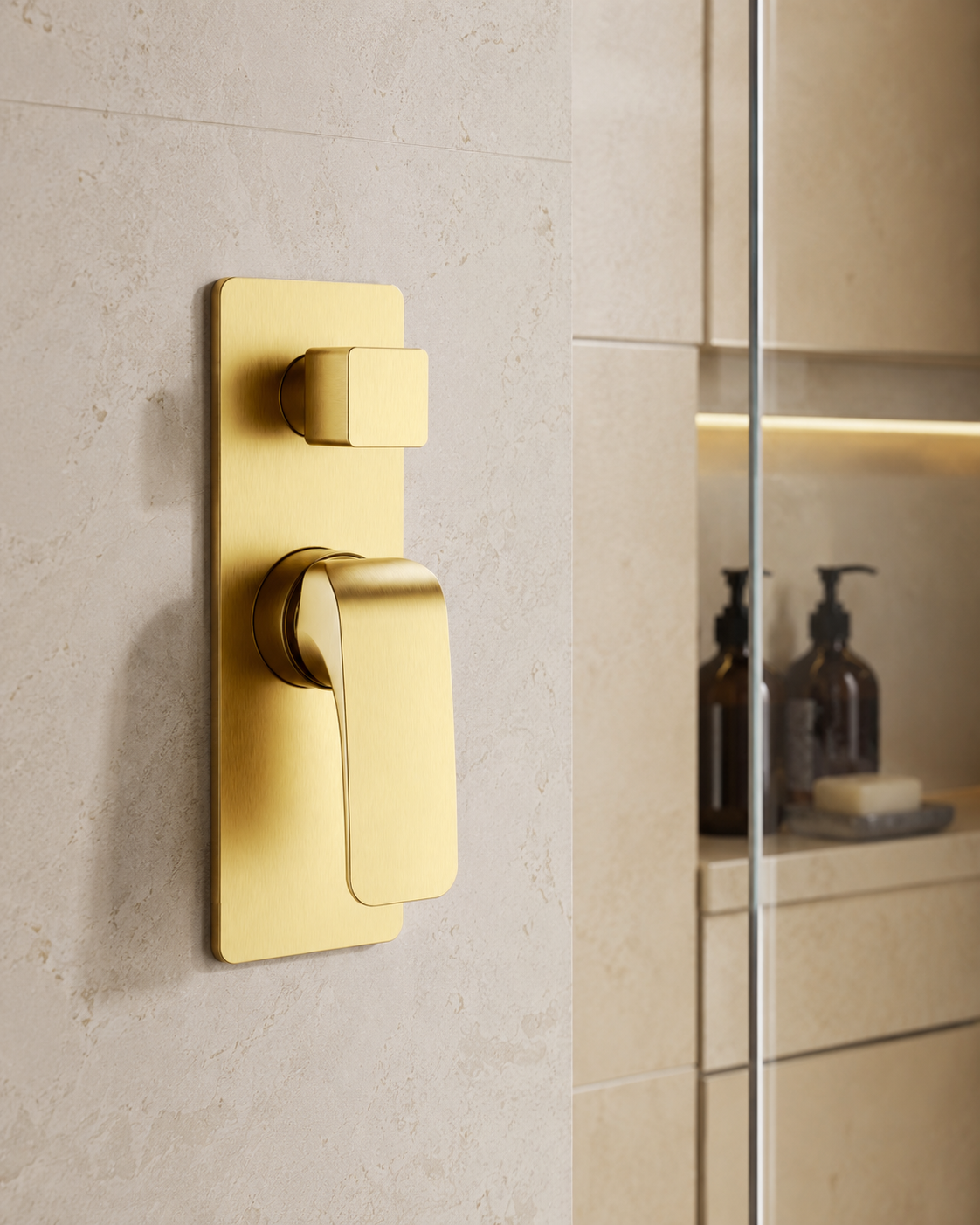 Trvaller Shower Wall Mixer With Diverter  - Brushed Gold