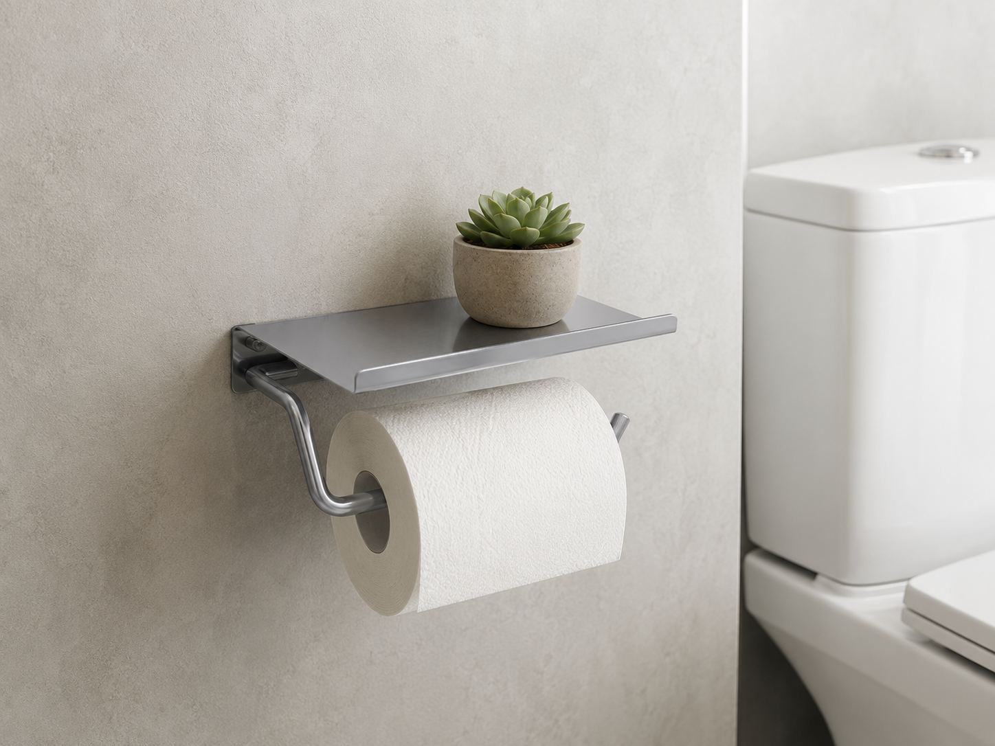Leader Toilet Roll Holder with Shelf - Gunmetal Grey