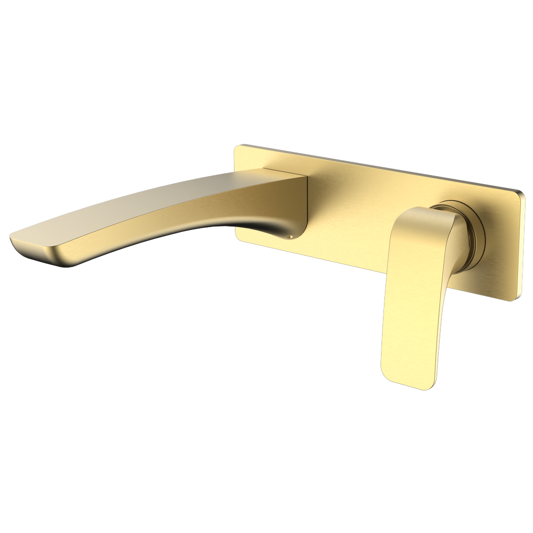 Trvaller Basin Wall Mixer With Spout -Brushed Gold image display sequence frame - 5