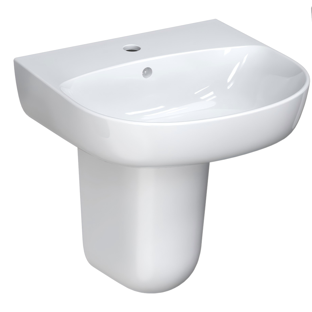 Pamir Wall-hung Basin with Semi-Pedestal alternate view