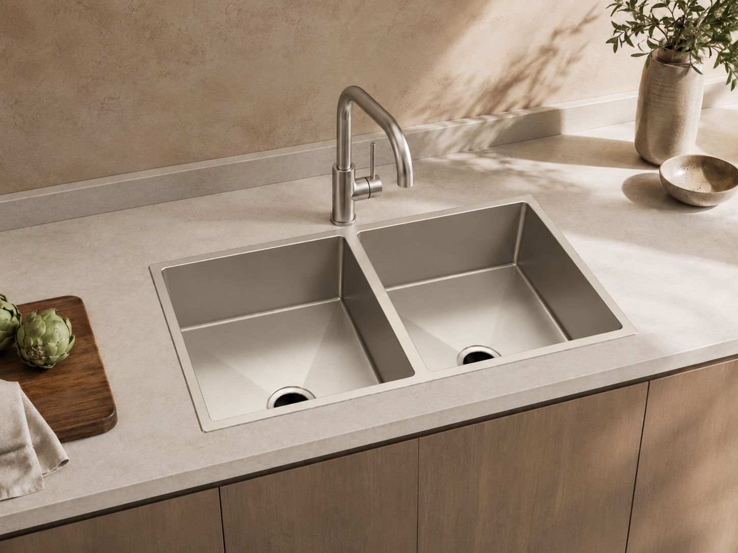 Sonar Hand-Made Double Kitchen Sink - Grey