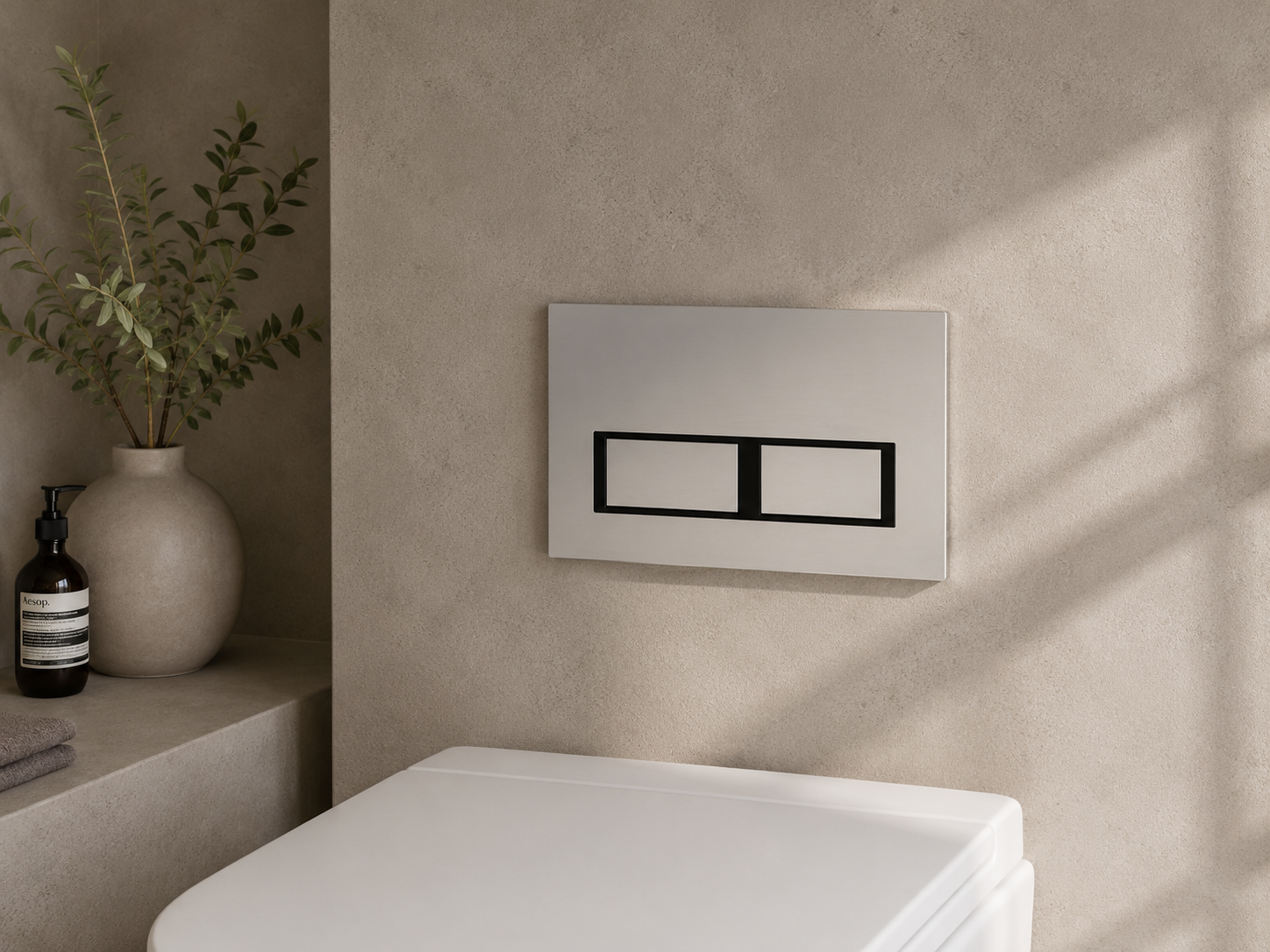 Caka Rectangler Toilet Button  - Chrome Black