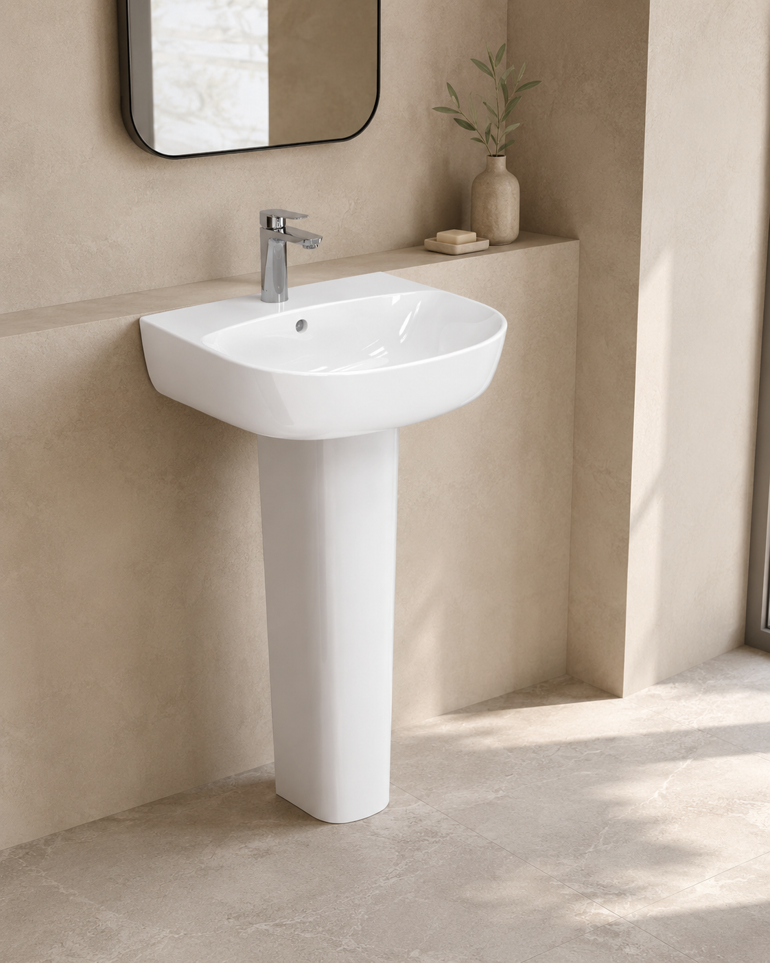Castor Wall-hung Basin with Full-Pedestal