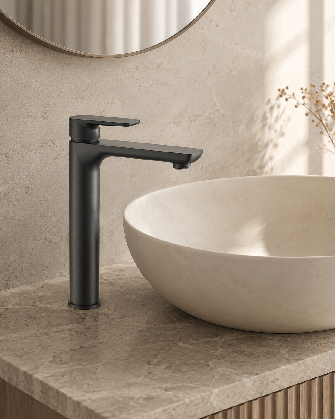 Edge Tower Basin Mixer - Gunmetal Grey