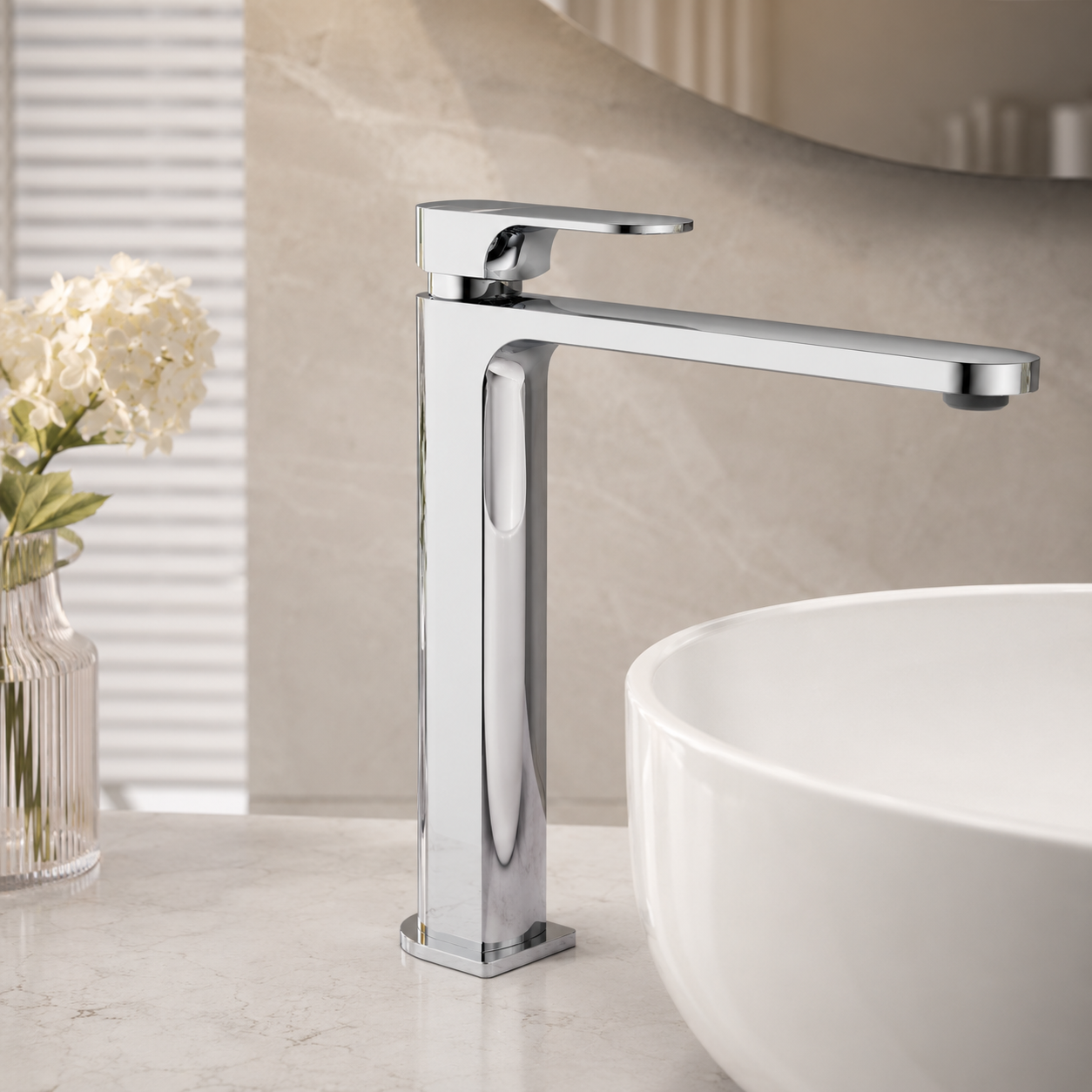 Sonar Tower Basin Mixer - Chrome Plated