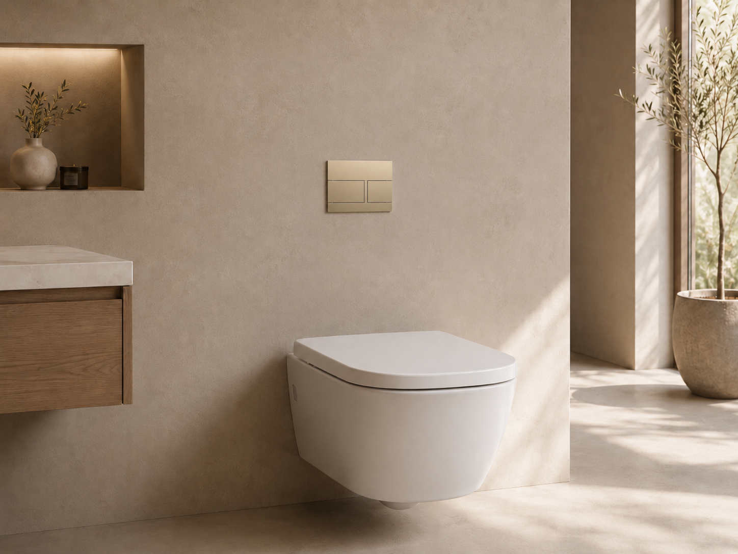 Caka Rectangler Toilet Button  - Champagne Gold