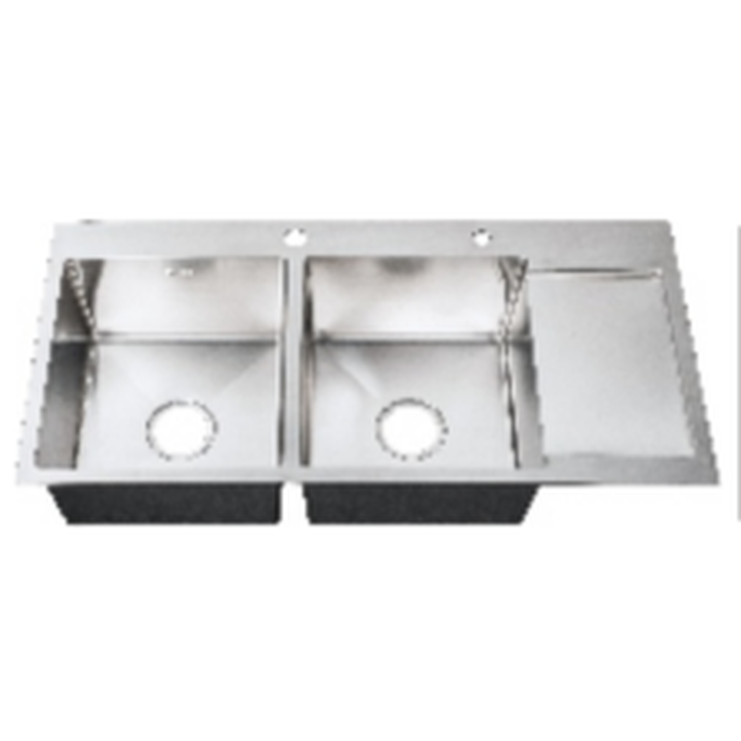 Trvaller Hand-Made Double Kitchen Sink - Brushed Stainless Steel alternate view